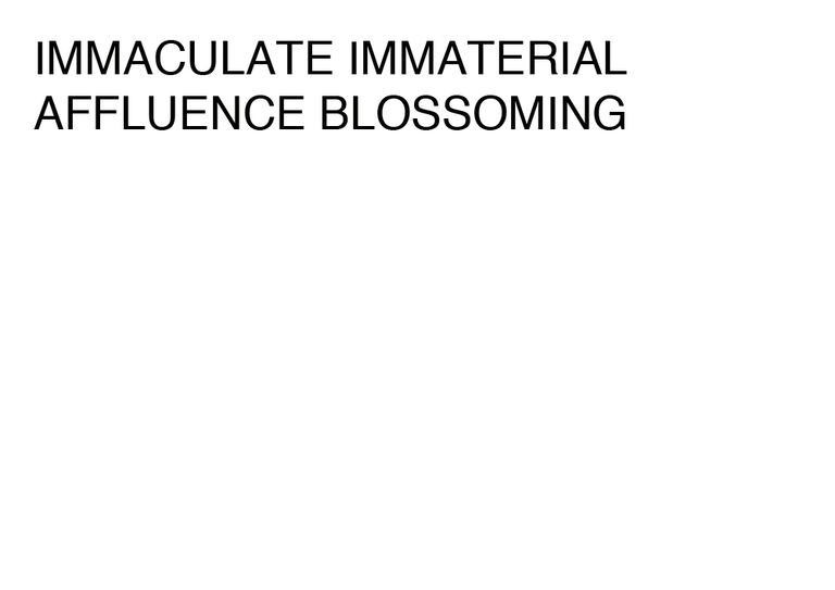 Agatha Gothe-Snape, IMMACULATE IMMATERIAL AFFLUENCE BLOSSOMING, 2014