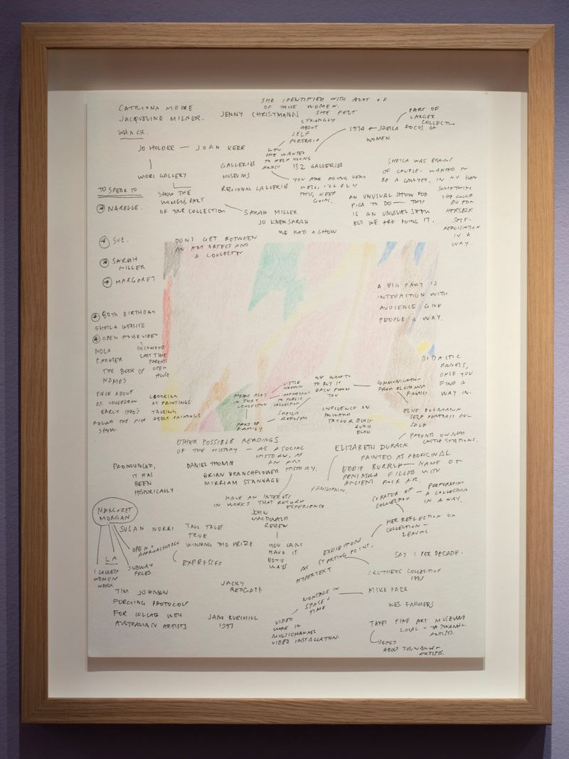 Agatha Gothe-Snape, Wattle Ghost Drawing with Conversation Notes (John Cruthers), 2018