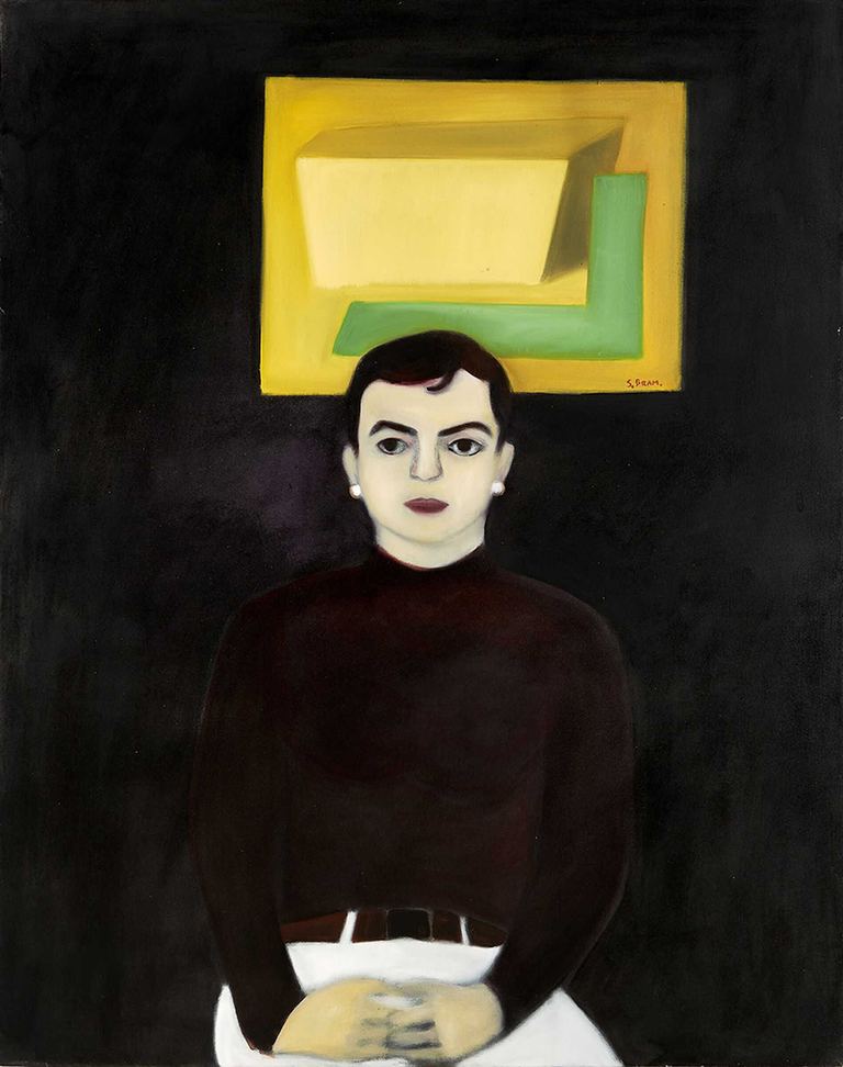 Angela Brennan, Portrait of Louise Forthun in front of a Stephen Bram, 1992