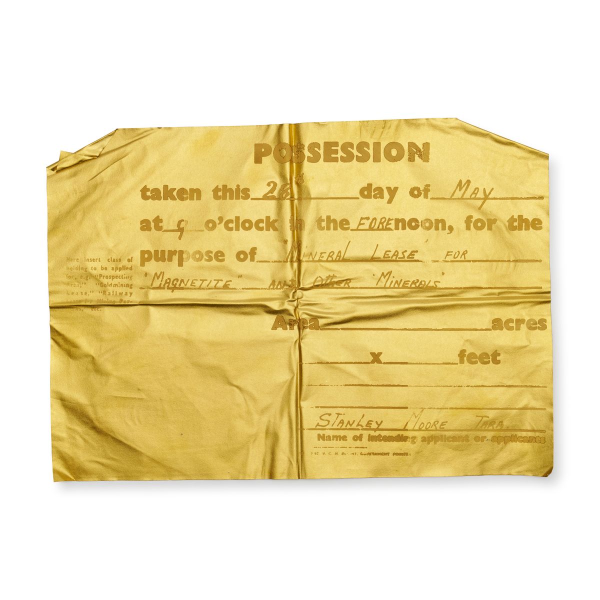 Gold Possession from Remnants Of My Father, 2025. Pallion Art Collection