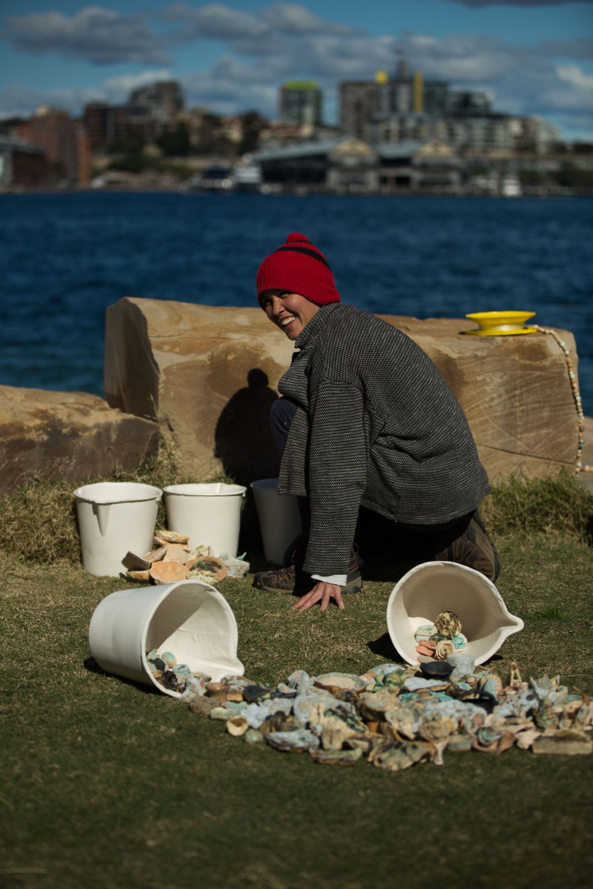 Bucket of Barangaroo Beads and Caster