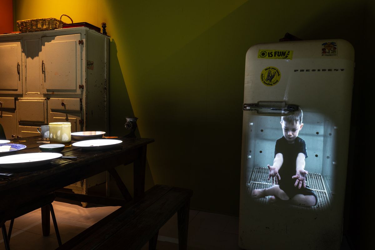 installation view: Archie Moore — Dwelling (Adelaide Issue), at Samstag Museum of Art, University of South Australia, Adelaide, 2024 