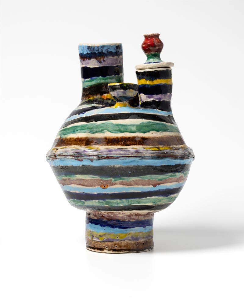 Angela Brennan, Pot with Stripes and Stopper, 2025
