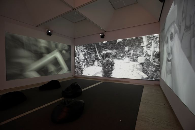 Installation view Justene Williams: BIGHEAD GARBAGEFACE GUARDS GHOST DERR SONATA, Art Gallery of New South Wales, Sydney 2009 (Photo: Johann Palsson)