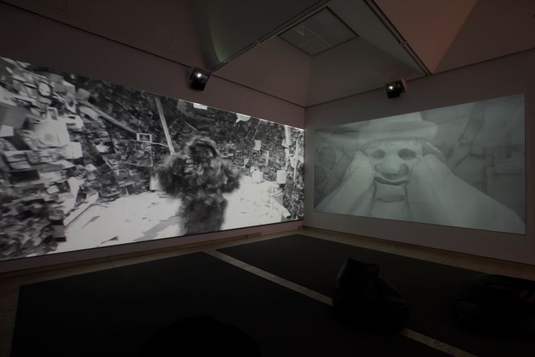 Installation view Justene Williams: BIGHEAD GARBAGEFACE GUARDS GHOST DERR SONATA, Art Gallery of New South Wales, Sydney 2009 (Photo: Johann Palsson)