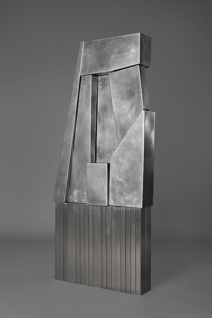 Augusta Vinall Richardson,&nbsp;<i>Box Sculpture (side by side)</i>, 2025, stainless steel, 226.00 x 99.00 x 23.00 cm (Photo: Andrew Curtis)