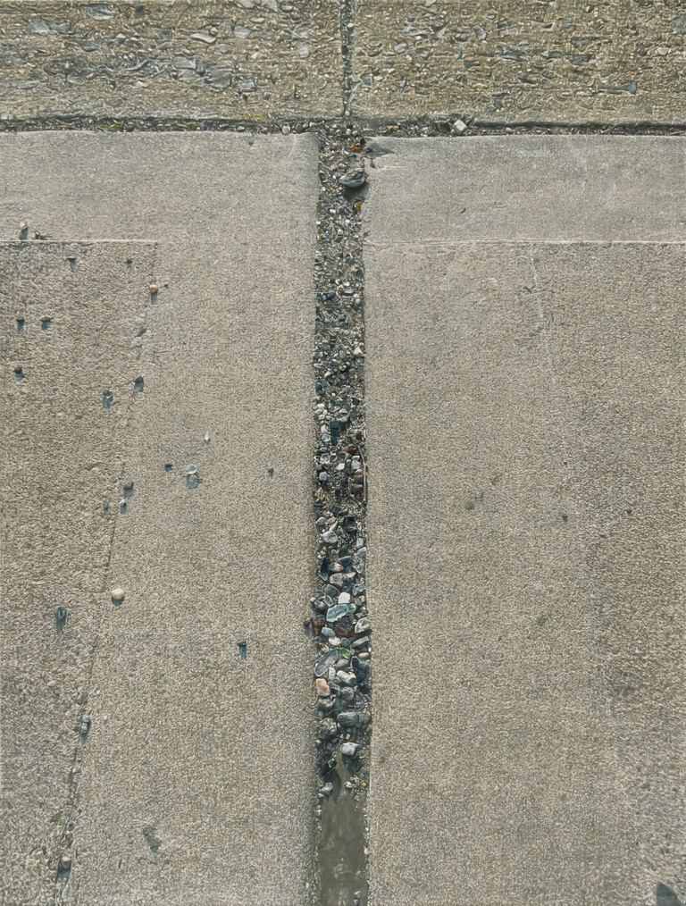 Anna Kristensen, <i>In loving detail (Sidewalk)</i>, 2025, Oil and acrylic on linen, 53.5 × 40.5 × 2.5 cm